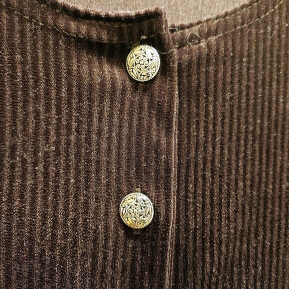 Style Studio Dk Brown Corduroy-Looking Velvet Soft Long Sleeved Dress - M - Picture 4 of 10